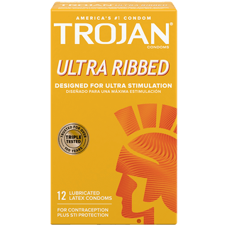 Trojan Ultra Ribbed Condoms - 12 Pack