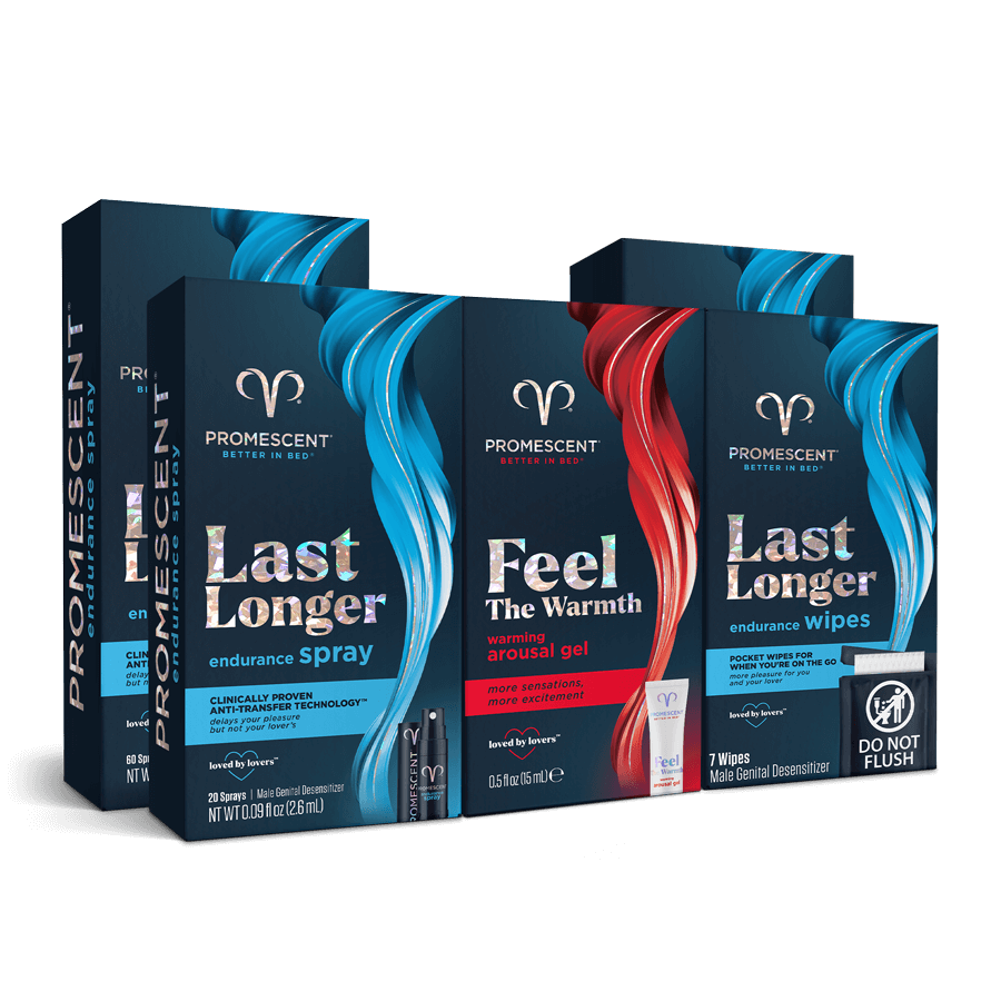 Promescent® All Nighter Pack | Delay Spray, Delay Wipes & Arousal Gel