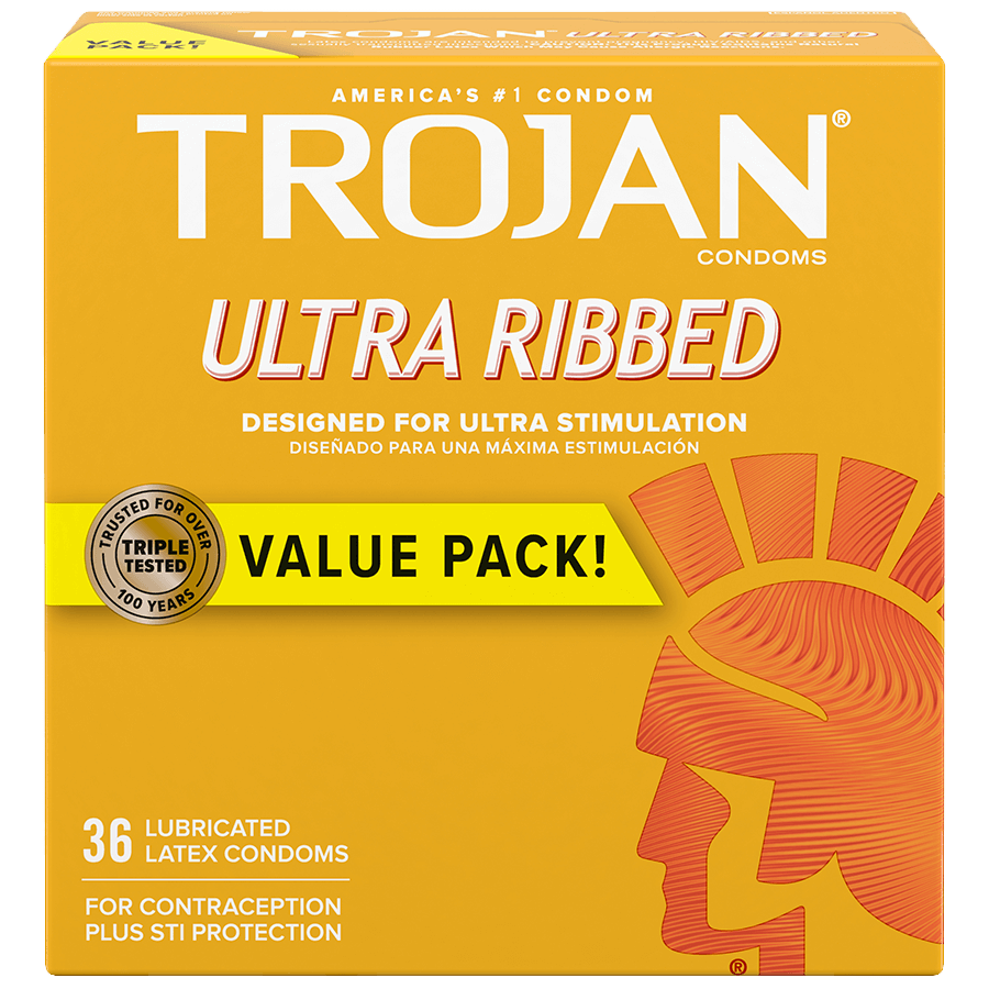 Trojan Ultra Ribbed Condoms - 36 Pack