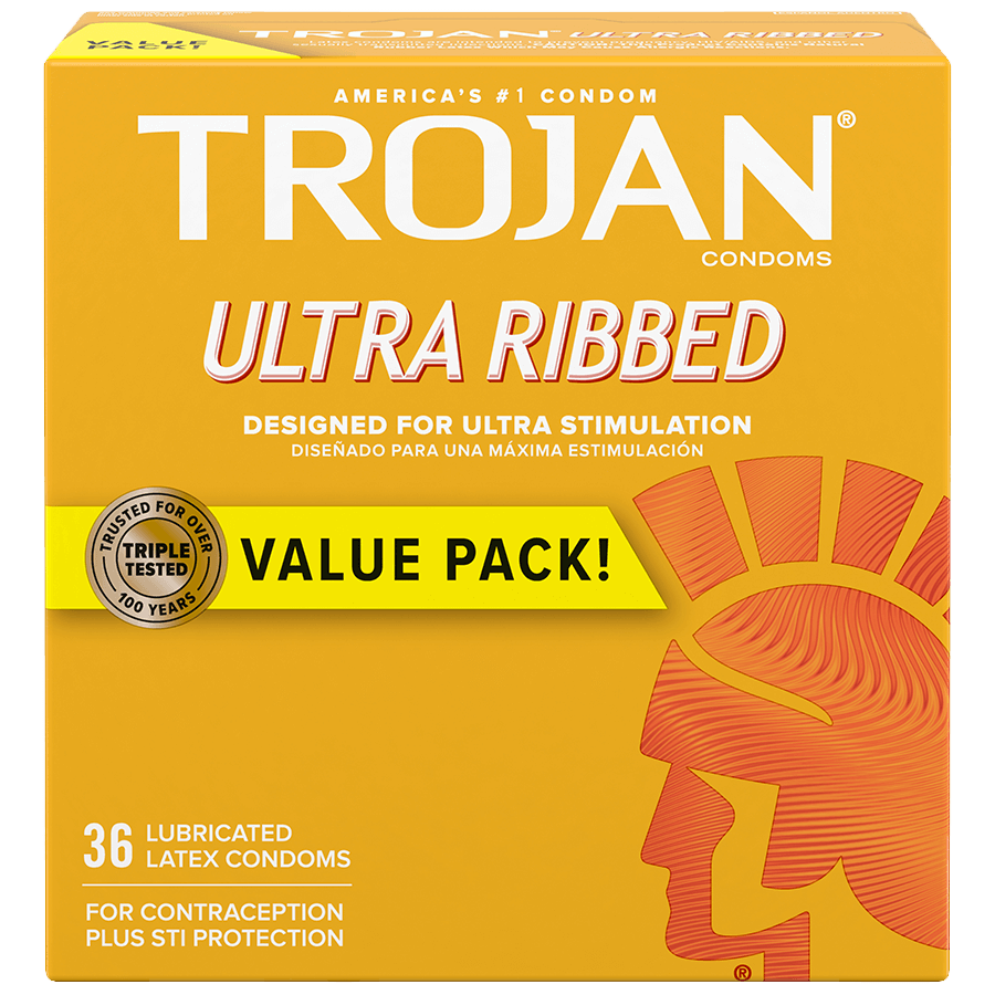 Trojan Ultra Ribbed Condoms Premium Lubricated Condoms – Promescent