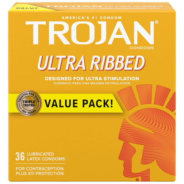 Trojan Ultra Ribbed Condoms - 36 Pack